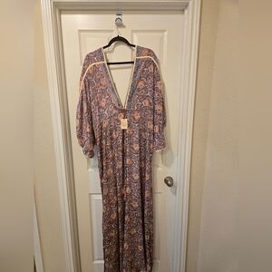 RAGA Paisley Maxi Dress in Mauve, Navy and Cream